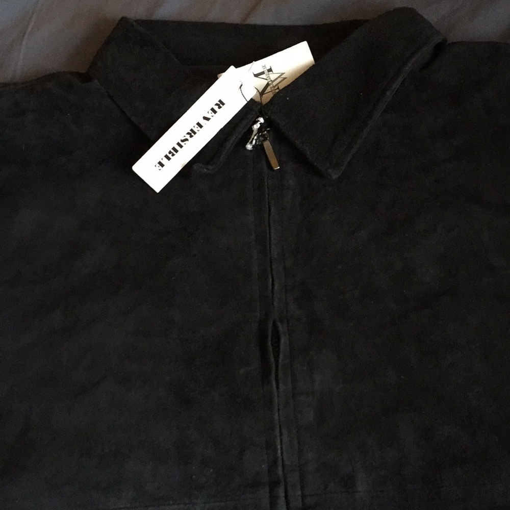 NEW MENS/ REVERSIBLE VERY SOFT SUEDE TO A MICROFIBER CLIPPER JACKET. GORGEOUS!